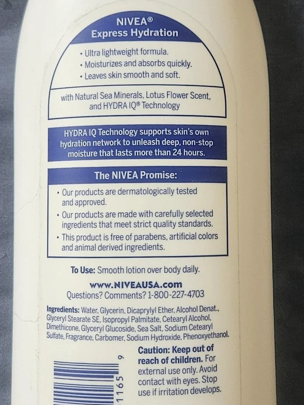 Nivea Express Hydration Body Lotion Lotus Flower Scent 16.9oz 500ml Discontinued